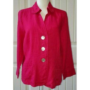 Kim Rogers Signature Sz 12 Womens Pink Linen Long-sleeved Blazer/Jacket
